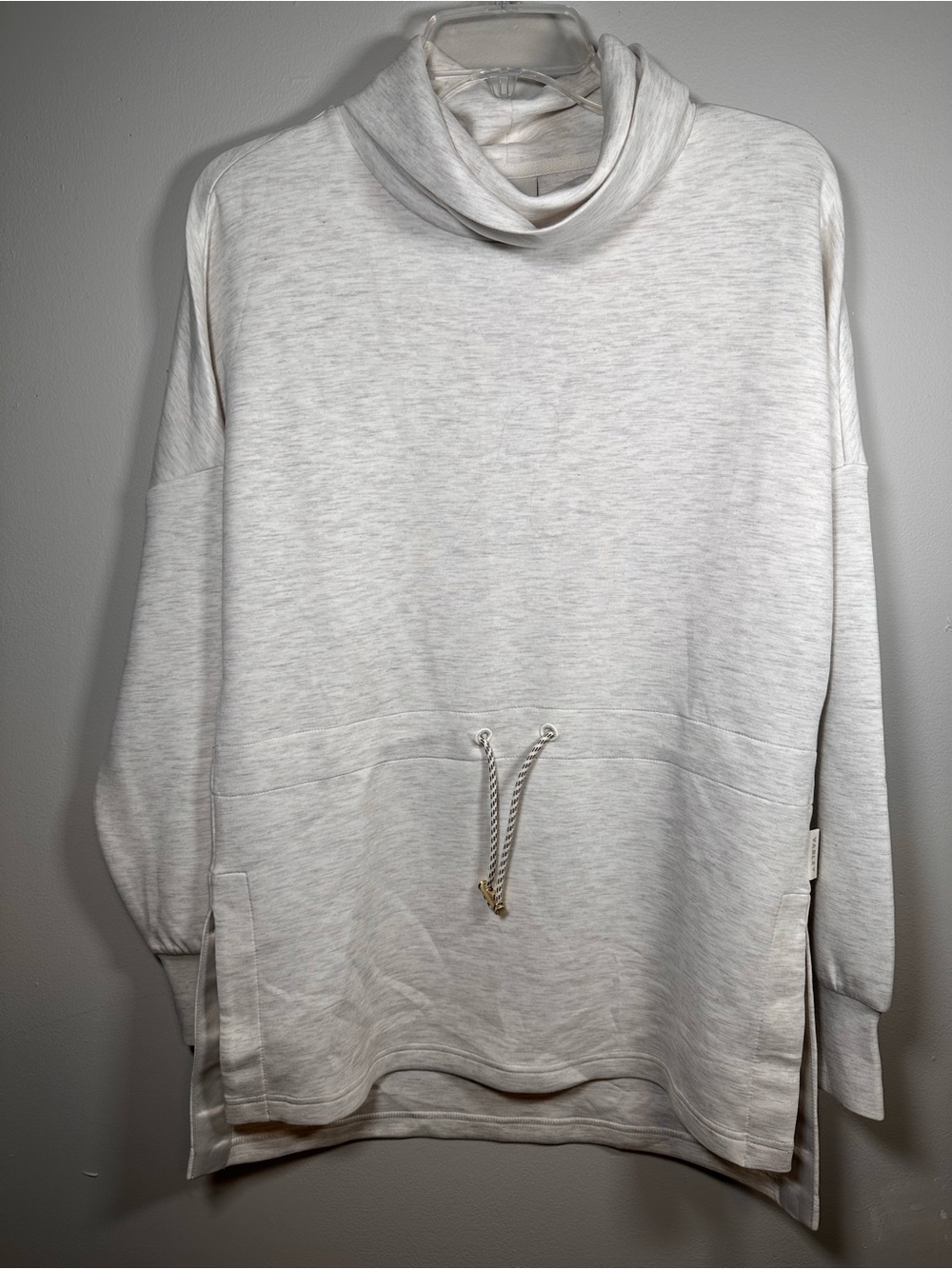 NWT Varley Freya DoubleSoft Funnel Neck Sweatshirt Ivory Marl Small